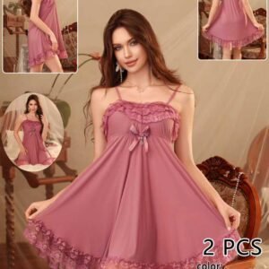 Women's Luxury Lace Mesh Babydoll Nightwear (2-Piece Set)