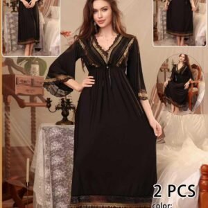 Women's 2-Piece Elegant Lace Nightgown & Robe Set
