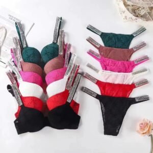 Victoria's Secret Inspired Rhinestone Strap Bra & Panty Set