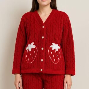 Strawberry Delight Fluffy Pajama Set