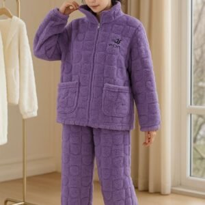 Grape Quilt Zip-Up Pajama’s Set